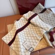 Qualità da grande replica Scialle reversibile seta e lana Gucci con motivo a sella da equitazione 140 Nero