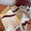 Qualità da grande replica Scialle reversibile seta e lana Gucci con motivo a sella da equitazione 140 Nero