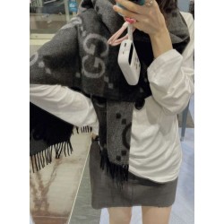 Sciarpa Gucci GG Cashmere Jacquard Grigio 35 x 190