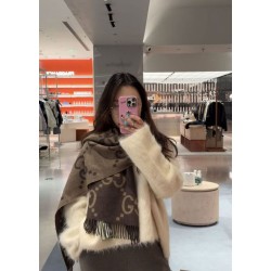 Sciarpa Gucci GG Cashmere Jacquard marrone 35 x 190