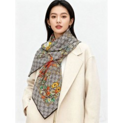 Sciarpa Gucci velluto con stampa animalier e floreale 140 02