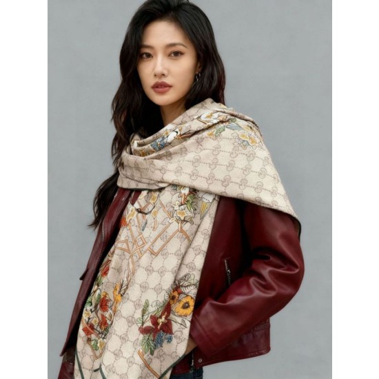 Sciarpa Gucci velluto con stampa animalier e floreale 140 03