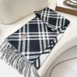 Sciarpa in cashmere con motivo check Burberry e orlo con nappe Nero/bianca 30 x 168