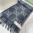 Qualità superiore replica Sciarpa reversibile Gucci GG cashmere Nero 50 x 190