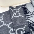 Qualità superiore replica Sciarpa reversibile Gucci GG cashmere Nero 50 x 190