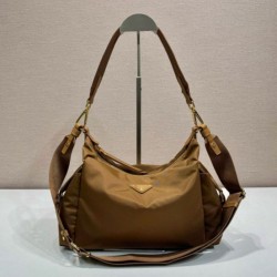 Replica qualità specchio Bora Pari all'originale replica a spalla Prada Explore grande Re-Nylon 1BC264 Marrone