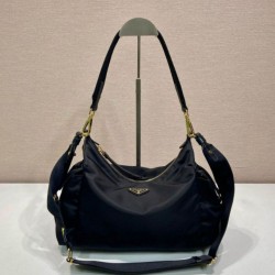 Replica qualità specchio Perfetta a spalla Prada Explore grande Re-Nylon 1BC264 Nero