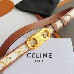 Replica qualità specchio Cintura Celine Triomphe media 25mm con fibbia finitura oro