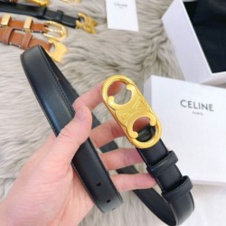 Replica qualità specchio Cintura Celine Triomphe Media 25mm taurillon nero