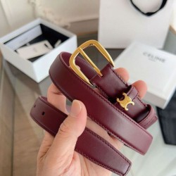 Replica qualità specchio Pari all'originale replica Cintura Vivienne Celine Medium 25mm in pelle di vitello naturale Borgogna