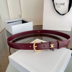 Replica qualità specchio Pari all'originale replica Cintura Vivienne Celine Medium 25mm in pelle di vitello naturale Borgogna