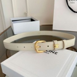 Replica qualità specchio Pari all'originale replica Cintura Vivienne Celine Medium 25mm in pelle di vitello naturale Bianco