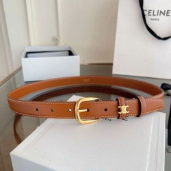 Replica qualità specchio Alta gamma replica Cintura Vivienne Celine Medium 25mm in pelle di vitello naturale Marrone