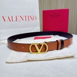 Replica qualità specchio Cintura reversibile con logo VLogo Valentino Garavani 30mm Marrone/Nero