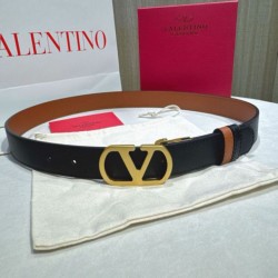 Replica qualità specchio Cintura reversibile con logo VLogo Valentino Garavani 30mm Marrone/Nero