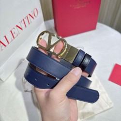 Replica qualità specchio Cintura reversibile con logo VLogo Valentino Garavani 30mm Blu/Nero