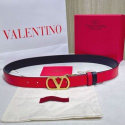 Replica qualità specchio Cintura reversibile con logo VLogo Valentino Garavani 30mm Rosso/Nero