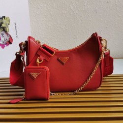 Replica qualità specchio Imitazioni borse griffate a mano/borsa hobo Saffiano Prada Re-Edition 2005 Rosso