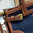 Borsa Replica 1:1 a mano Prada Bonnie mini 1BA486 Blu/Marrone