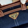 Borsa Replica 1:1 a mano Prada Bonnie mini 1BA486 Blu/Marrone