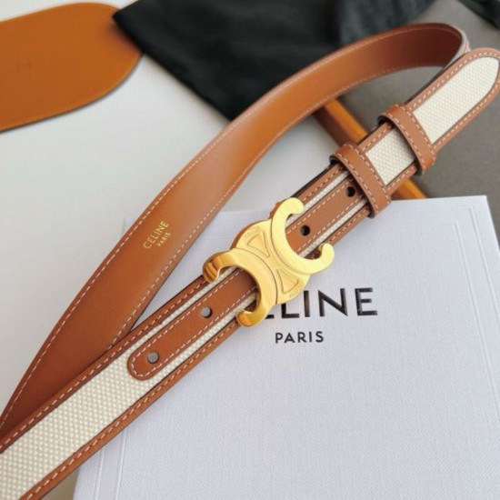 Cintura Celine Triomphe Media 25mm Marrone