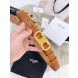 Alta gamma replica Cintura Celine Triomphe Media 25mm taurillon Marrone