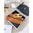 Alta gamma replica Cintura Celine Triomphe Media 25mm taurillon Marrone