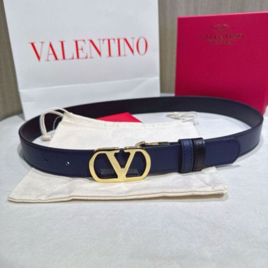 Cintura reversibile con logo VLogo Valentino Garavani 30mm Blu/Nero