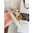 Pari all'originale replica Cintura Vivienne Celine Medium 25mm in pelle di vitello naturale Bianco