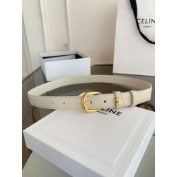 Pari all'originale replica Cintura Vivienne Celine Medium 25mm in pelle di vitello naturale Bianco