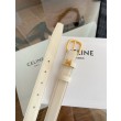 Pari all'originale replica Cintura Vivienne Celine Medium 25mm in pelle di vitello naturale Bianco