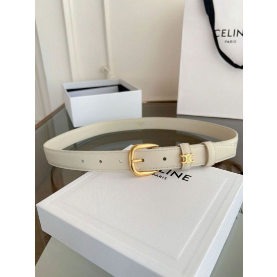 Pari all'originale replica Cintura Vivienne Celine Medium 25mm in pelle di vitello naturale Bianco
