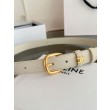 Pari all'originale replica Cintura Vivienne Celine Medium 25mm in pelle di vitello naturale Bianco
