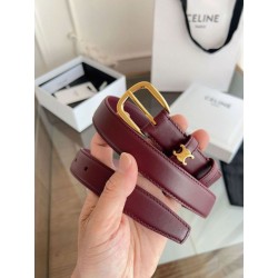 Pari all'originale replica Cintura Vivienne Celine Medium 25mm in pelle di vitello naturale Borgogna