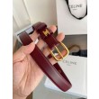 Pari all'originale replica Cintura Vivienne Celine Medium 25mm in pelle di vitello naturale Borgogna
