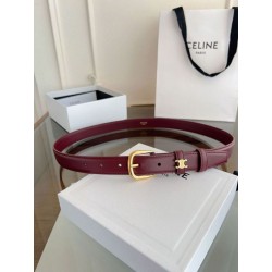 Pari all'originale replica Cintura Vivienne Celine Medium 25mm in pelle di vitello naturale Borgogna