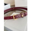 Pari all'originale replica Cintura Vivienne Celine Medium 25mm in pelle di vitello naturale Borgogna