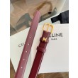 Pari all'originale replica Cintura Vivienne Celine Medium 25mm in pelle di vitello naturale Borgogna