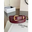Pari all'originale replica Cintura Vivienne Celine Medium 25mm in pelle di vitello naturale Borgogna