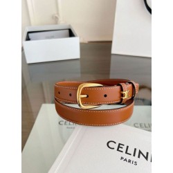 Alta gamma replica Cintura Vivienne Celine Medium 25mm in pelle di vitello naturale Marrone