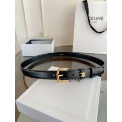 Qualità da grande replica Cintura Vivienne Celine Medium 25mm in pelle di vitello naturale Nero
