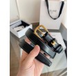 Qualità da grande replica Cintura Vivienne Celine Medium 25mm in pelle di vitello naturale Nero