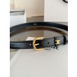 Qualità da grande replica Cintura Vivienne Celine Medium 25mm in pelle di vitello naturale Nero