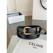 Qualità da grande replica Cintura Vivienne Celine Medium 25mm in pelle di vitello naturale Nero