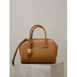 Borsa a mano piccola Sac De Jour Boston YSL Saint Laurent marrone pelle liscia
