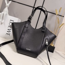 Replica qualità specchio Borsa tote media classica Loewe Hammock Flip Nero