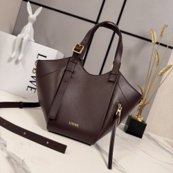 Replica qualità specchio Borsa tote media classica Loewe Hammock Flip Marrone