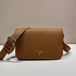 Replica qualità specchio Borsa a tracolla strutturata Prada marrone