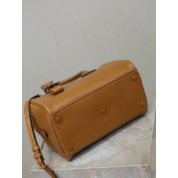 Borsa a mano piccola Sac De Jour Boston YSL Saint Laurent marrone pelle liscia