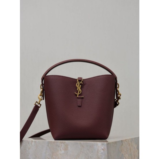 Borsa a secchiello piccola YSL Saint Laurent LE 37 marrone